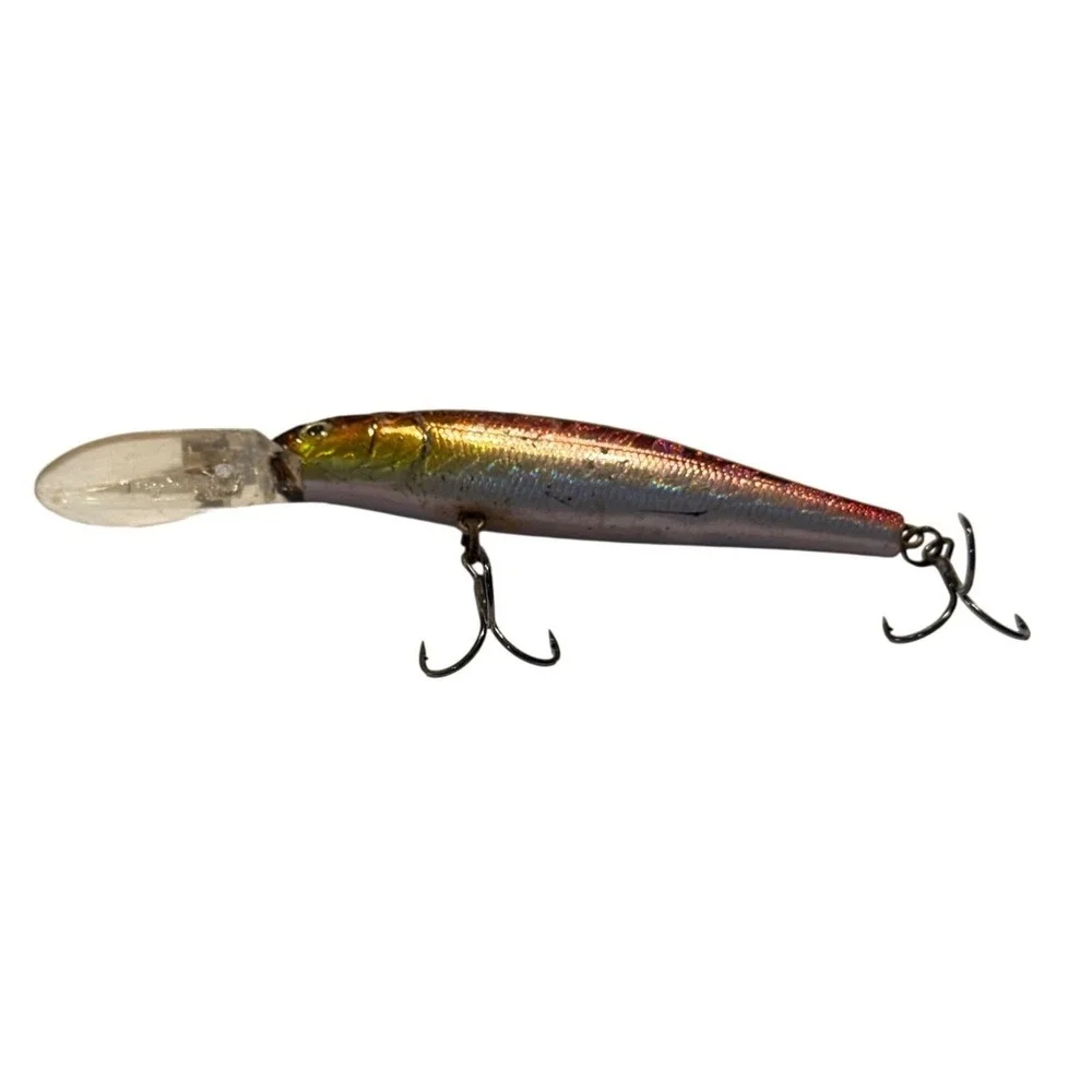 Deep Diving Minnow Fishing Lure Iridescent Gold‎ Red Silver 4 Inch Hard Bait